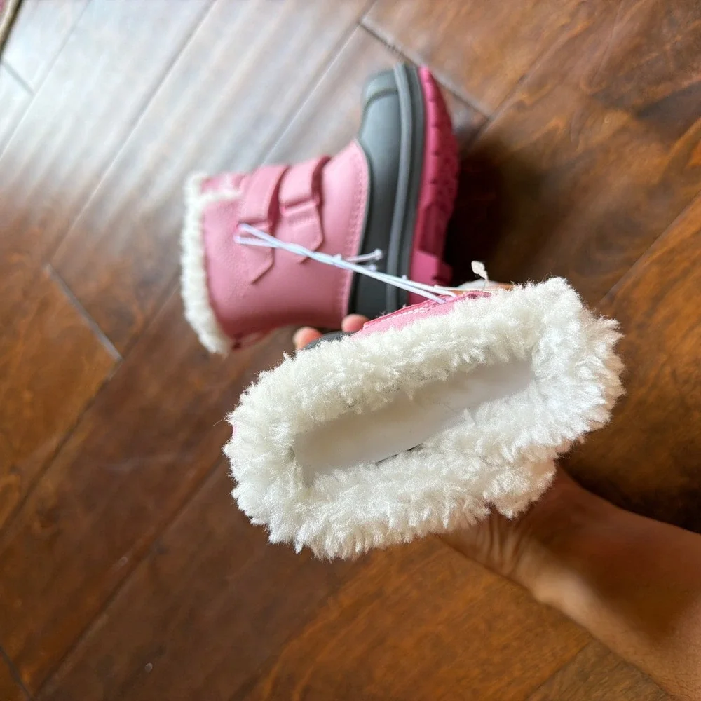 Cat & Jack Denver Pink Waterproof Snow Boots Faux Fur Trim Toddler Size 5 NEW